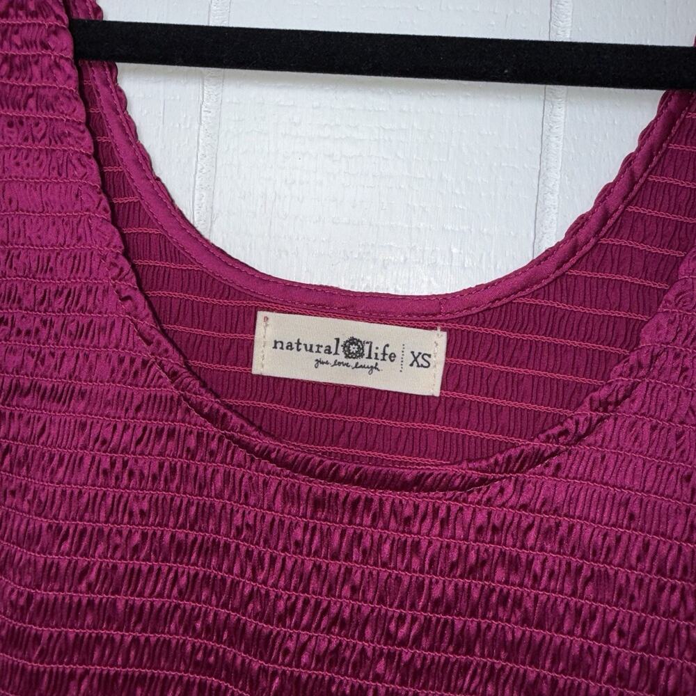 Natural Life Women’s Smocked Mini Dress Satin Magenta Pink Size XS - Picture 4 of 4